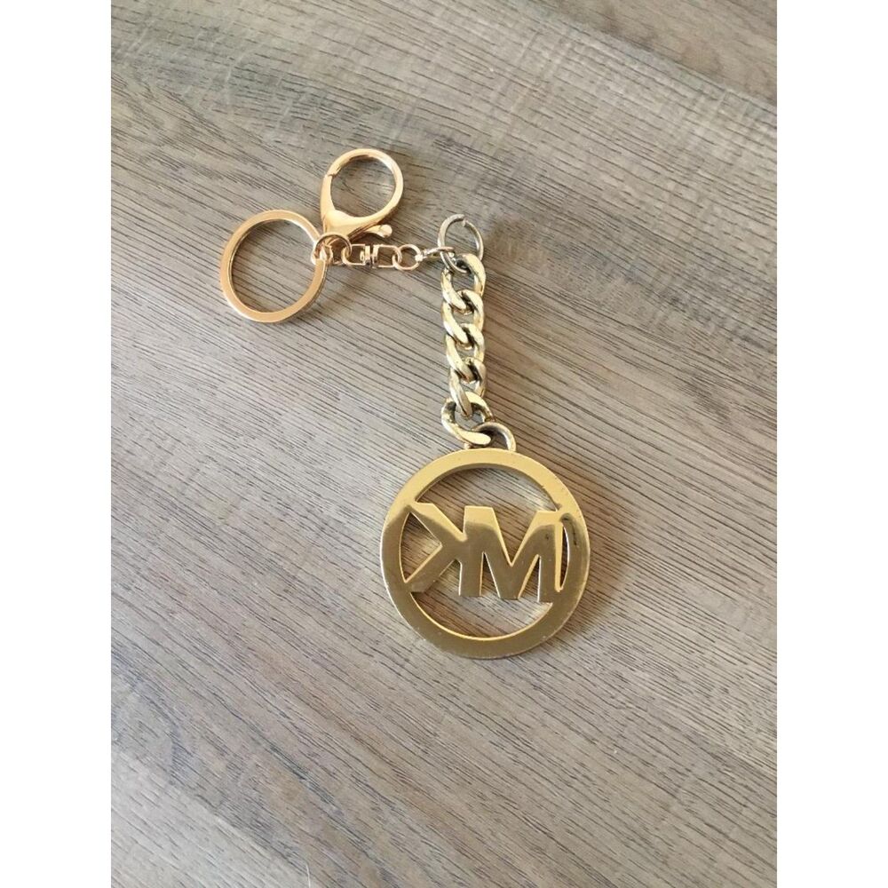 Michael Kors Gold-tone Circular MK Logo Bag Charm Keychain - Picture 2 of 3